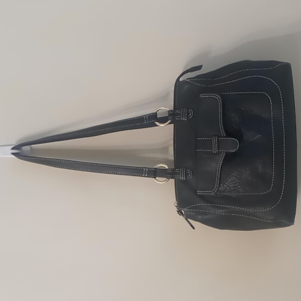 Stone Mountain Black Leather Organizer Handbag